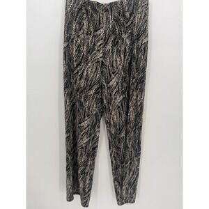 COLDWATER CREEK Women's Size M Wide Leg Palazzo Side Zip Pants Black & Tan Chic